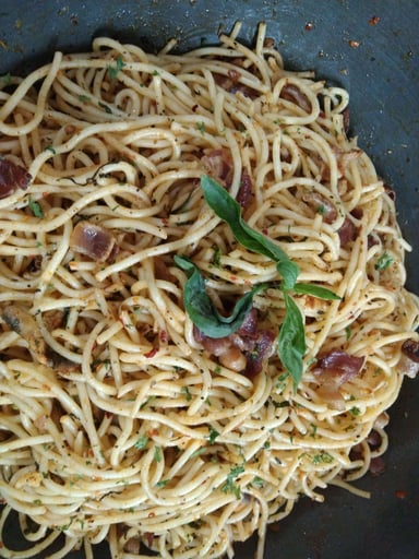 Tasty Bacon Pasta cooked by COOX chefs cooks during occasions parties events at home