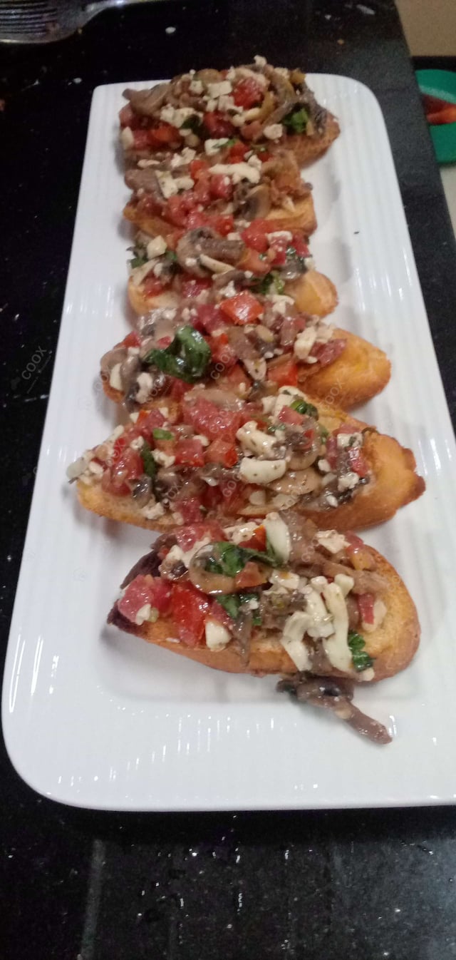 Delicious Tomato Mushroom Bruschetta prepared by COOX