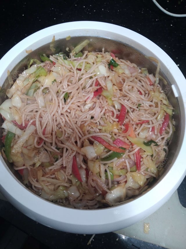 Delicious Veg Hakka Noodles prepared by COOX